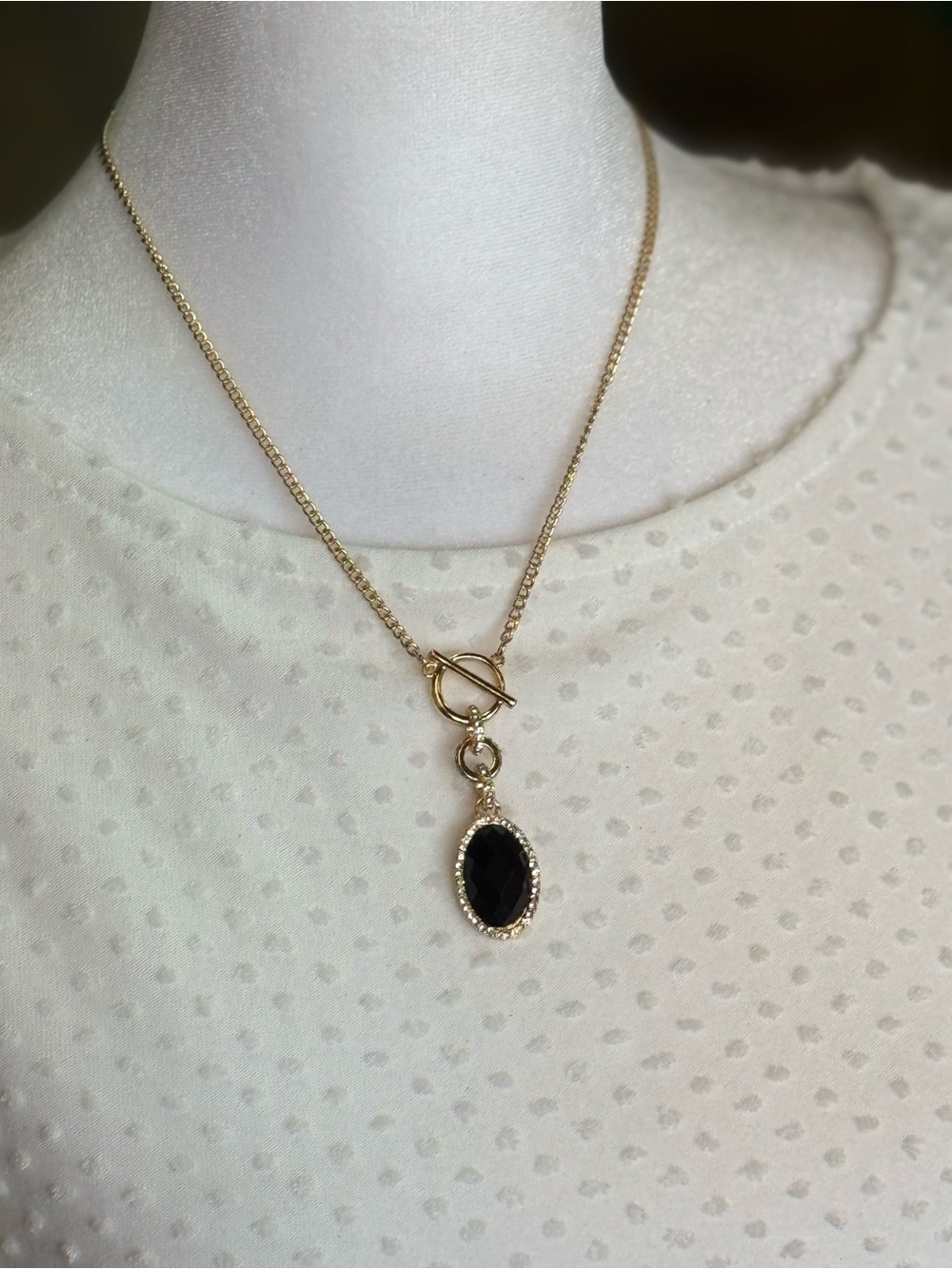 Laundry By Shelli Segal Gold-Tone Necklace with Black Oval Pendant